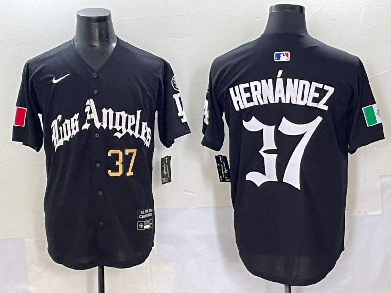 Men 2025 Los Angeles Dodgers #37 Hernandez Black Five generations Joint Name Nike MLB Jersey style 6234->los angeles dodgers->MLB Jersey